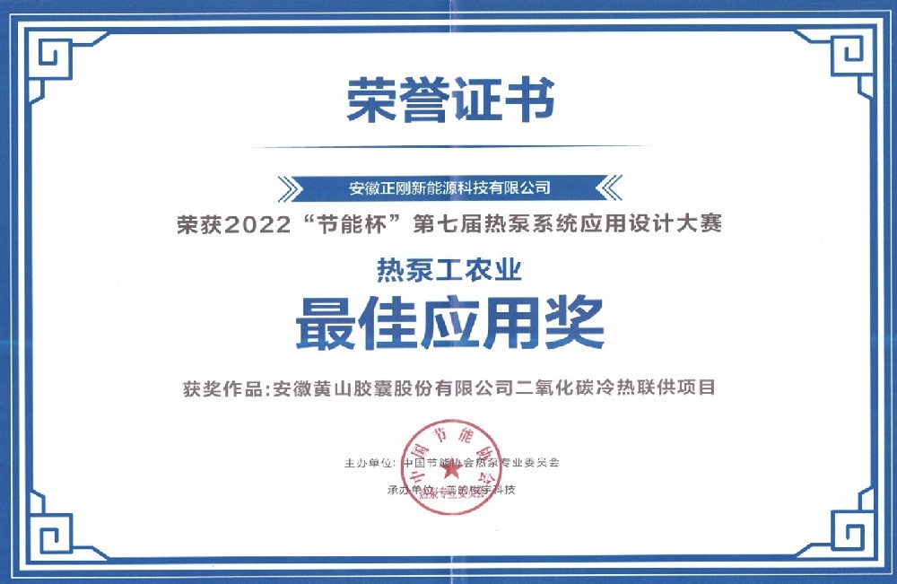 节能协会热泵最佳应用奖