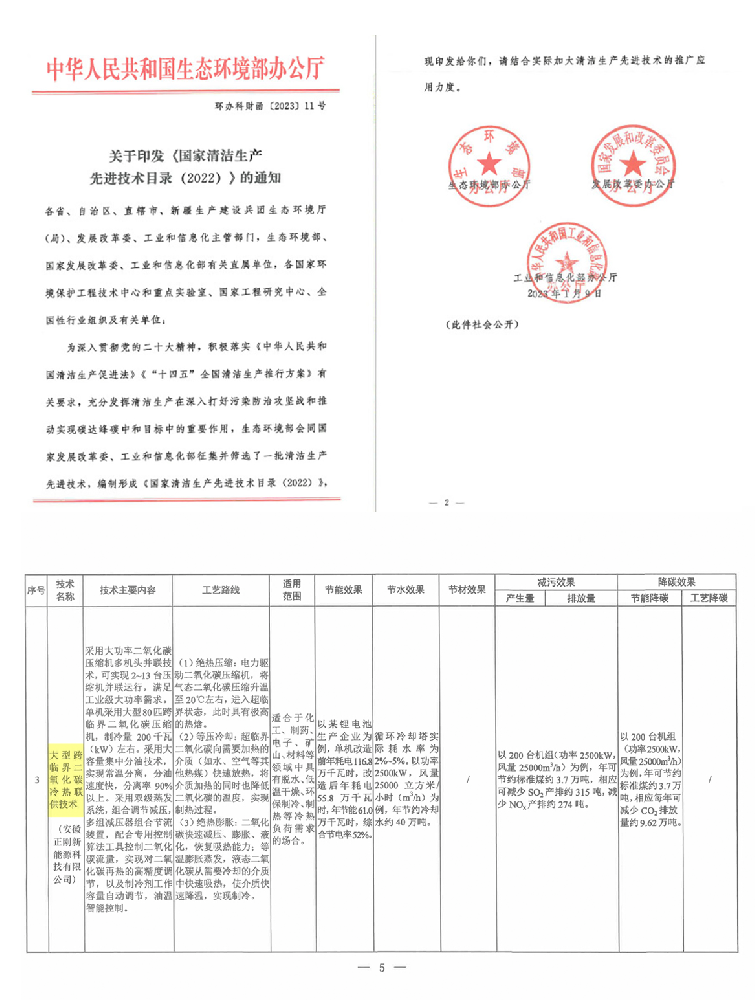 入选国家三部委清洁生产先进技术目录